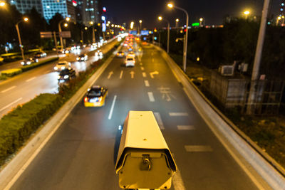 Cctv watching cars moving on road