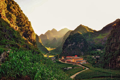 Scenic view of mountains against clear sky