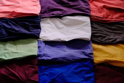 Full frame shot of various, colorful pants