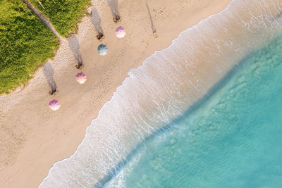 High angle view of people at beach