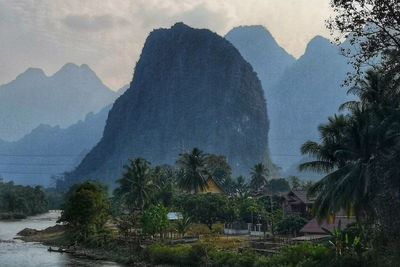 Scenic view of mountains against sky