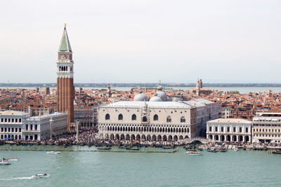 St mark square venice panorama with lagune in foreground