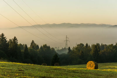 Scenic view of field against sky during sunset