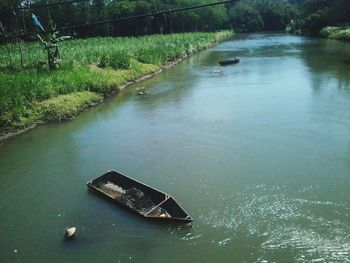 Boat floating on water