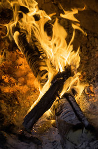 Close-up of bonfire at night