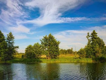 Scenic view of lake against sky