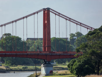 Bridge over river against sky