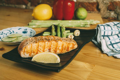 Close-up of food on table