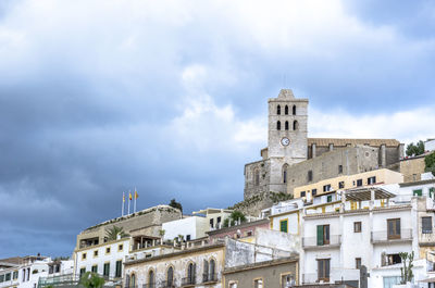 Low angle view of historical building against cloudy sky