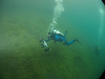 Person swimming in sea