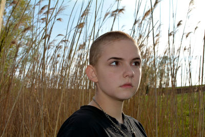 A young girl in the nature