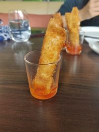 Close-up of drink in glass on table