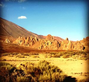 View of rock formations in desert