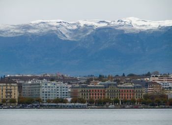 Scenic view of snow covered mountains