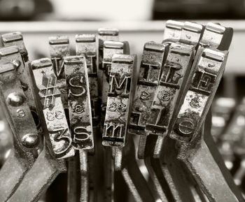 High angle view of text on table