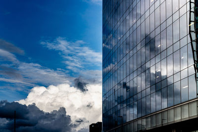 Low angle view of modern building against sky