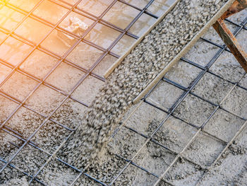 High angle view of tiled floor