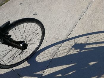 High angle view of bicycle on road