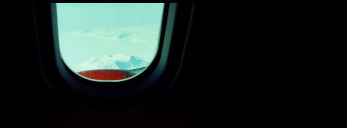 Close-up of airplane window