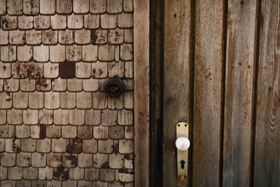 Closed door of house