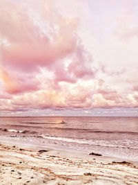 Scenic view of beach against sky during sunset