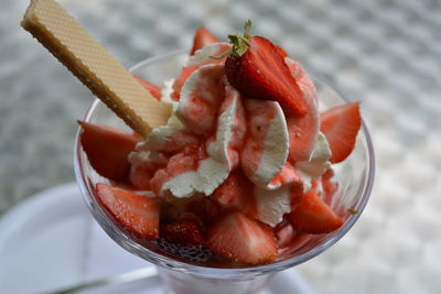 Close-up of ice cream in plate