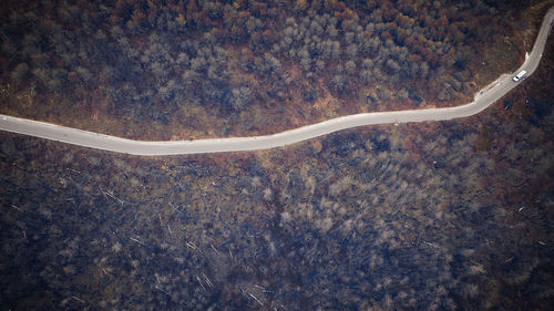 High angle view of airplane on road