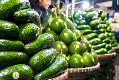 Close up of vietnamese avocados in a market