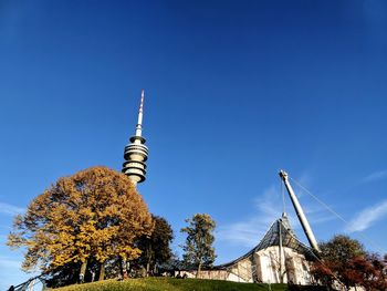 Low angle view of traditional building against blue sky