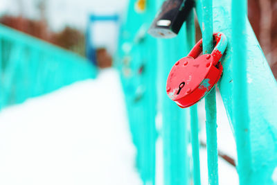 Close-up of rope hanging on swimming pool