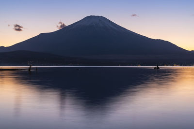 Scenic view of lake during sunset