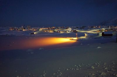 Scenic view of sea against sky at night