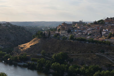 High angle view of townscape against sky