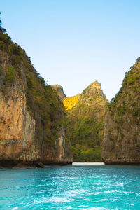 Scenic view of sea against clear sky