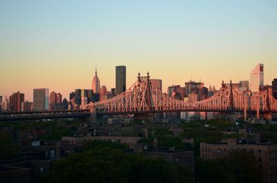 View of city at sunset