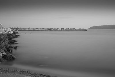 Scenic view of sea against clear sky