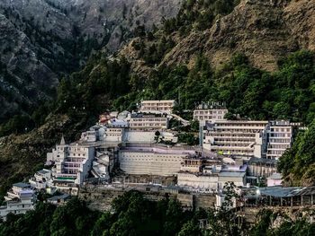 High angle view of buildings in town