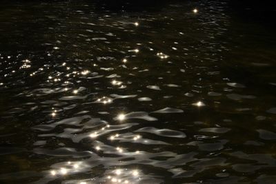 High angle view of floating on water at night