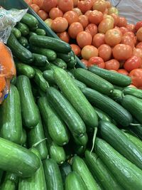 High angle view of vegetables at market stall