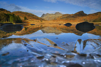 Blea tarn during a winter sunrise