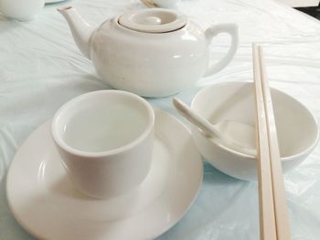 Close-up of tea cup on table