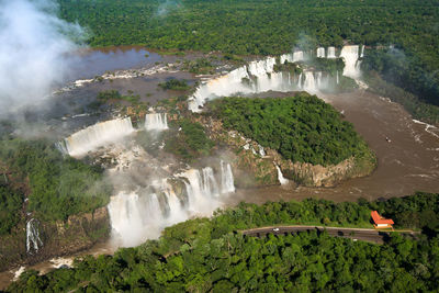 Aerial view of iguazu falls in the border of argentina and brazil