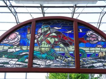 View of multi colored glass window