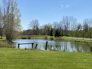 Scenic view of lake against sky