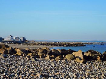 Scenic view of sea against clear sky