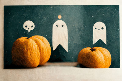 Close-up of pumpkins on table
