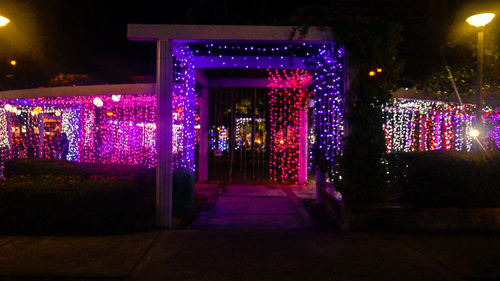 Illuminated lights in building at night