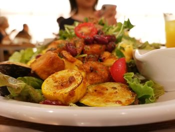 Close-up of meal served in plate