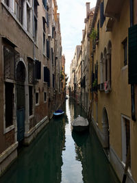 Canal amidst buildings in venice city