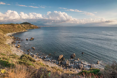 High angle view of sea against sky